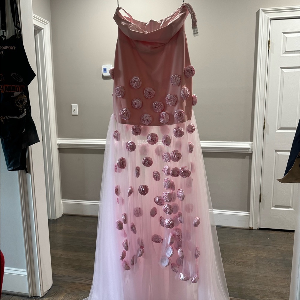 Pink Floral Prom Dress